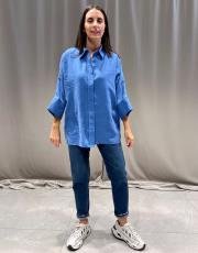 rahat kesim yarasa kol liyosel kumaş gömlek mavi 2