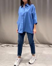 rahat kesim yarasa kol liyosel kumaş gömlek mavi 4