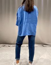 rahat kesim yarasa kol liyosel kumaş gömlek mavi 7