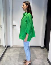 rahat kesim yarasa kol liyosel kumaş gömlek yeşil 3