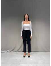  u yaka fitilli pamuk  uzun kollu crop top beyaz 3