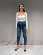  u yaka fitilli pamuk  uzun kollu crop top ekru