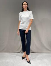 pamuk tok kumaş coss model bisiklet yaka basic tshırt ekru