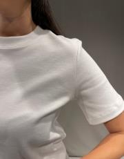 pamuk tok kumaş coss model bisiklet yaka basic tshırt ekru 5